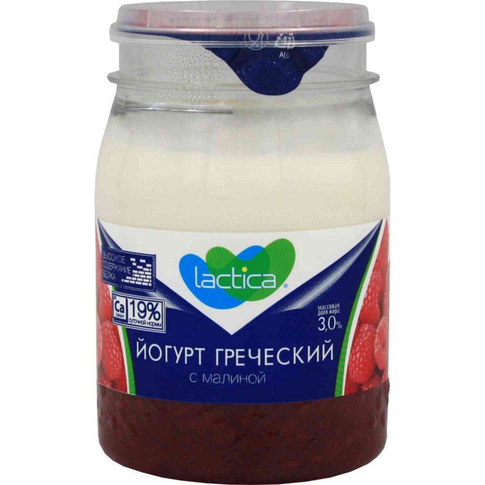Йогурт греческий Lactica с малиной 3%, 190г