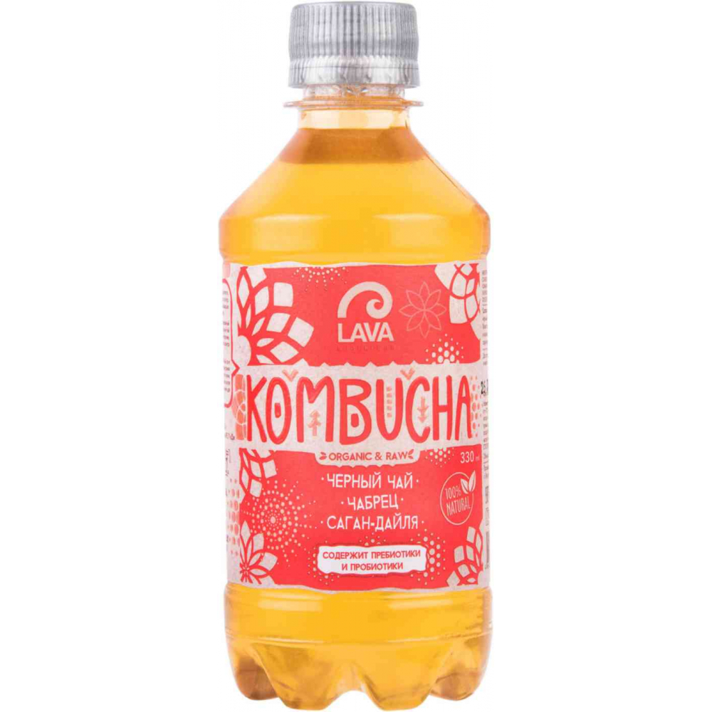 Напиток Lava Superfood Kombucha Черный чай, чабрец, саган-дайля, 0,33л