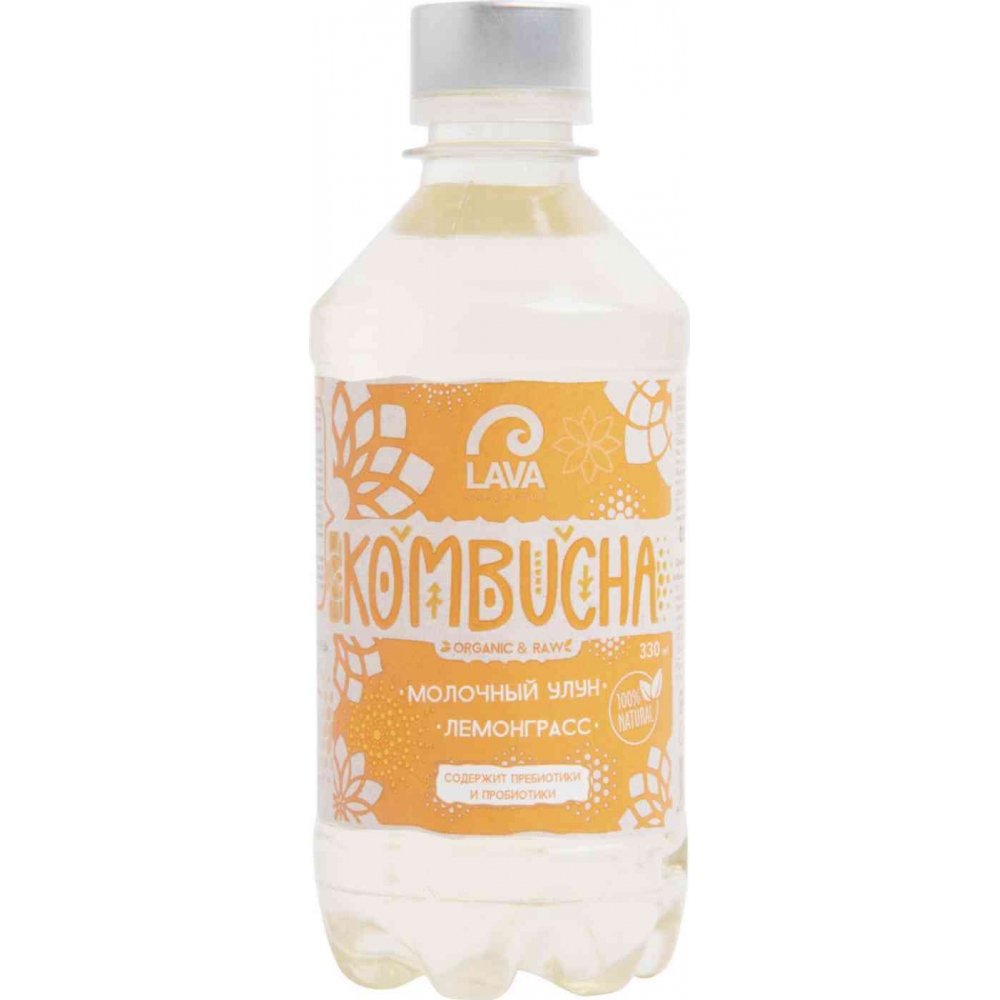 Напиток Lava Superfood Kombucha Молочный улун, лемонграсс, 0,33л