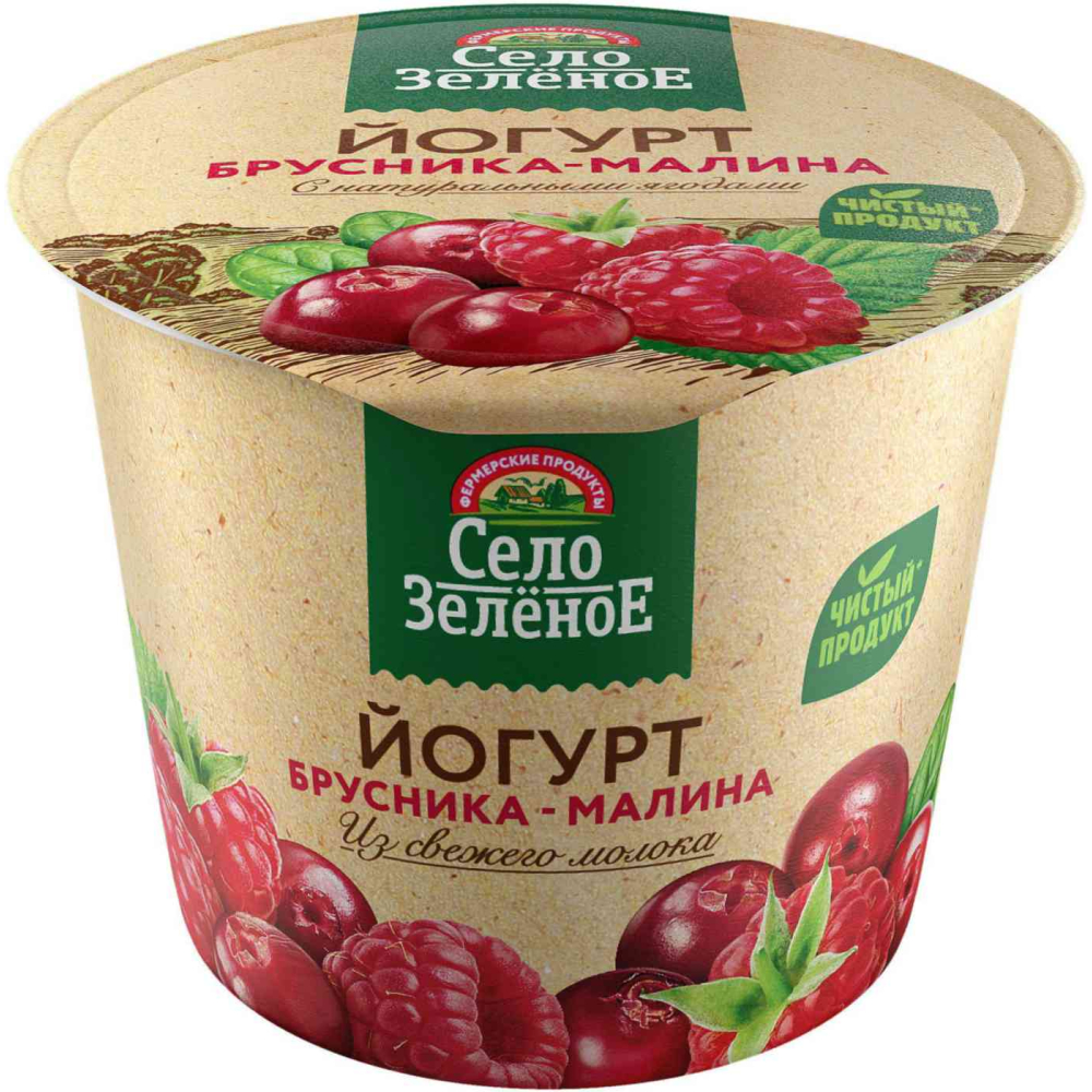 Йогурт Село Зелёное с наполнителем Брусника-Малина 3,5%, 120г